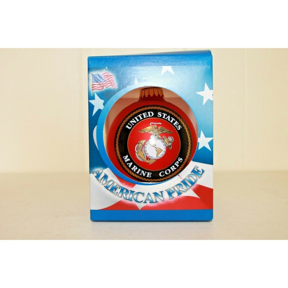 American Pride United States‎ Marine Corps Glass Christmas Ornament NEW Red